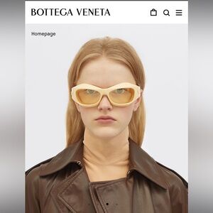 BOTTEGA VENETA Wrap-Around Acetate Sunglasses in Yellow